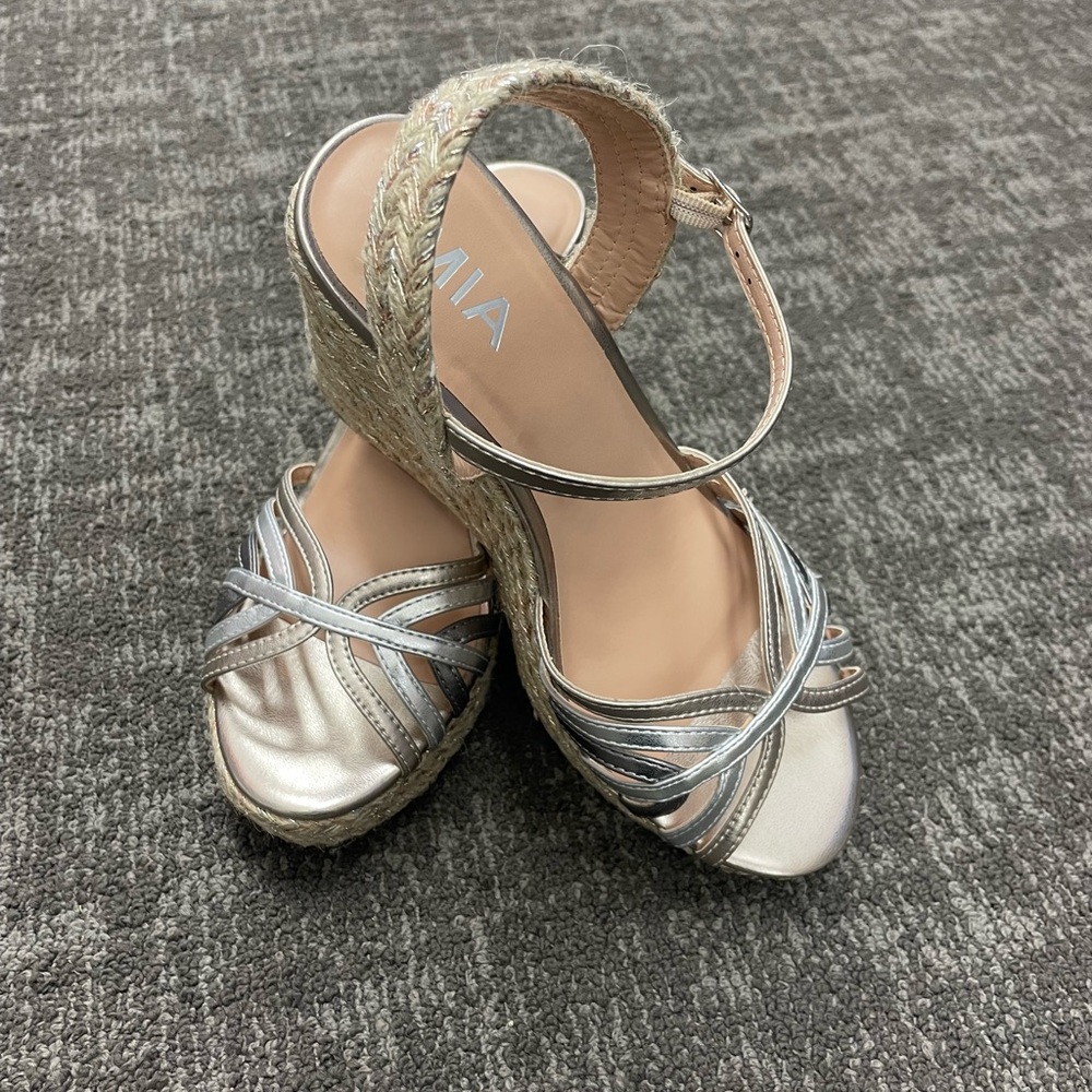 MIA Women's Silver Wedge Sandals